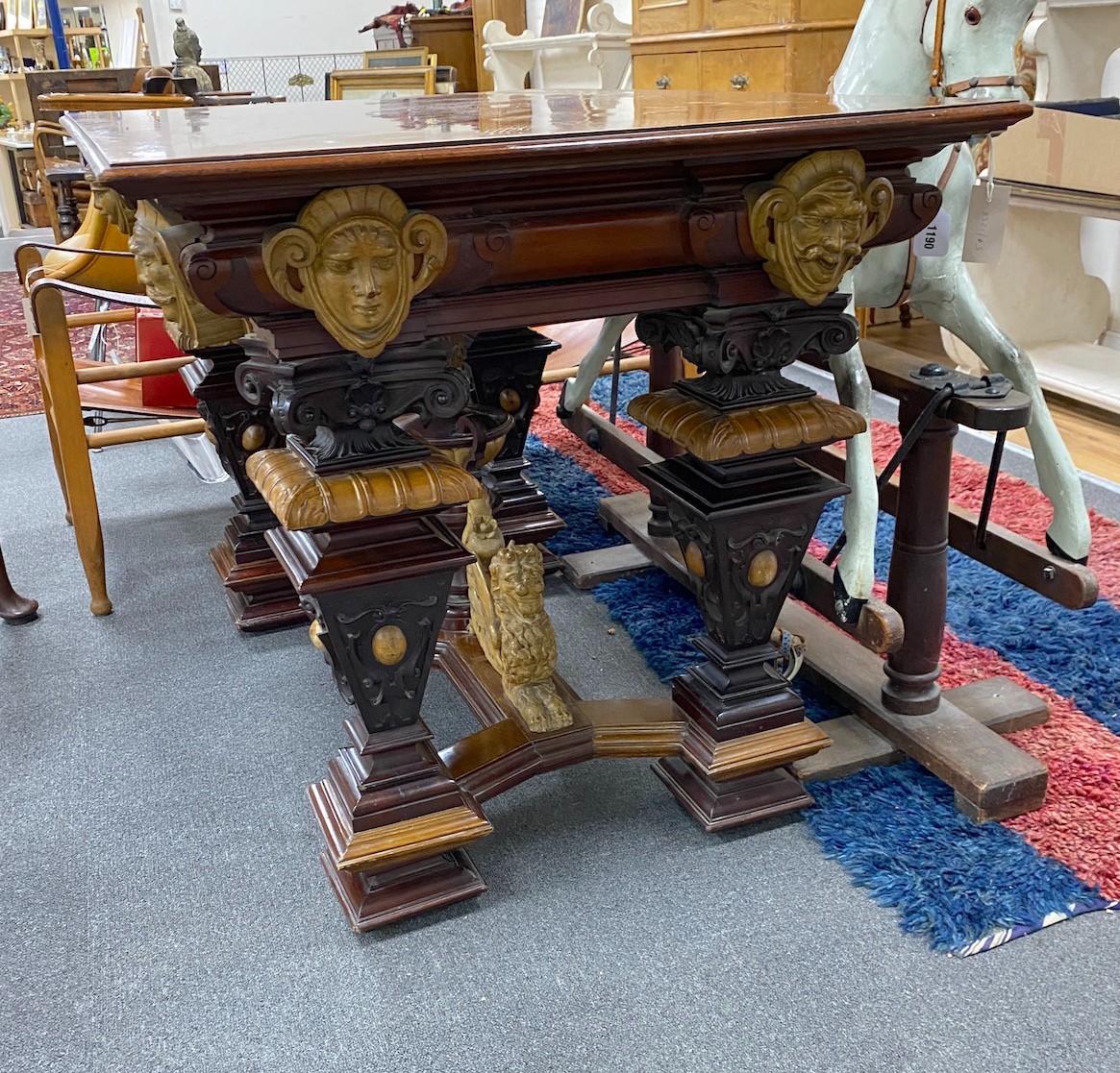 An Italian walnut and satinwood rectangular centre table, width 120cm, depth 80cm, height 80cm